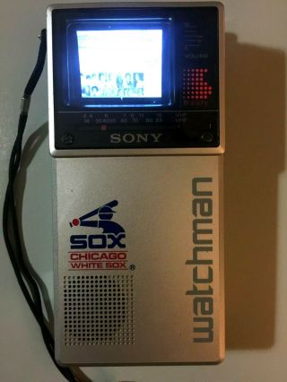 Sony Watchman Mini Flat Black/white Tv Fd - 20a Case Promo Chicago White Sox