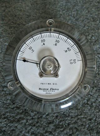 1 X Western Electric Lucite 0 - 50 Ma Dc 3.  5 Inch Analog Panel Meter