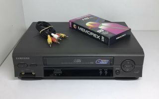 Samsung Vhs Player Vcr 4 Head With A/v Cable,  And Blank Tape No Remote