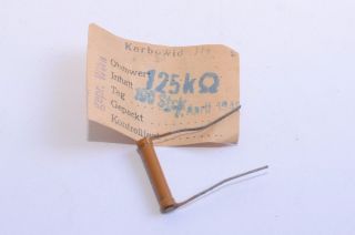 10x Of 1940s Siemens Karbowid Resistor,  125 Kohms,  0.  5 W For Klangfilm Amps,  Nos