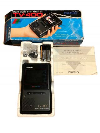 Vintage Casio Tv - 400 Lcd Pocket Color Handheld Tv Television Vhf Uhf