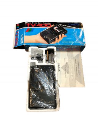 Vintage Casio TV - 400 LCD Pocket Color Handheld TV Television VHF UHF 3