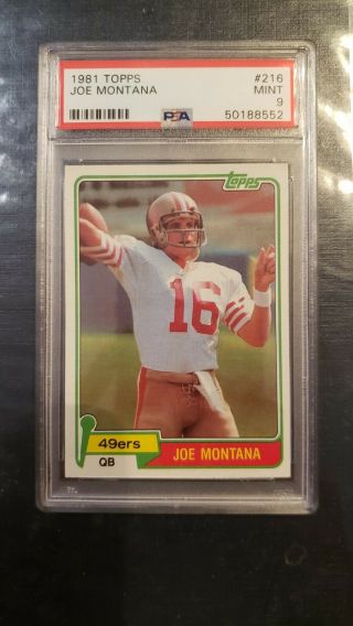 1981 Topps Joe Montana Rookie Psa 9 Hof Centered Card,  No Post Grade Wear.