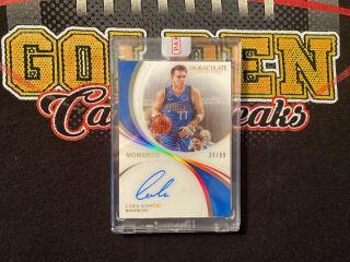 Luka Doncic 2018 - 19 Immaculate Moments Auto /99 From Panini