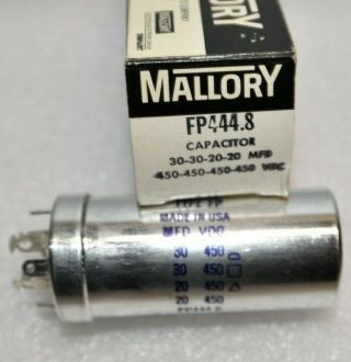 Nos Nib Mallory Fp444.  8 Capacitor 30/30/20/20 Mfd 450 Vdc