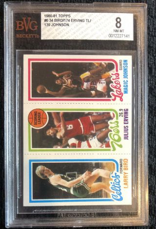 1980 Topps,  Larry Bird,  Magic Johnson,  Dr.  J Rookie Card,  Bvg 8,  Nm - Mt