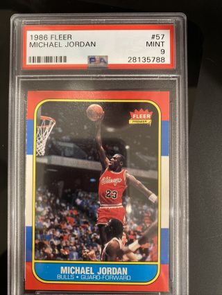 1986 Fleer Michael Jordan Rookie Card 57 Psa 9