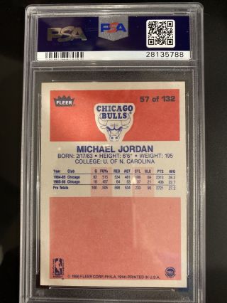 1986 fleer michael jordan rookie card 57 psa 9 2