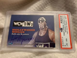 1998 Topps Wcw/nwo Authentic Signatures Hulk Hogan Psa 8 Back Hollywood Version
