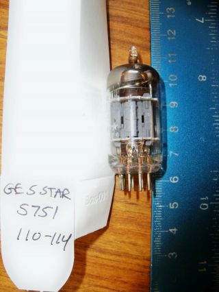 Strong 1960 GE 5 STAR Short Gray Plate O Getter 5751 Tube with Mica Support Rods 3