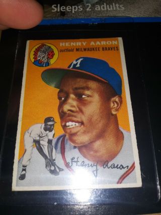1954 Topps 128 Hank Aaron Braves Rookie 100 Color 2nd Owner