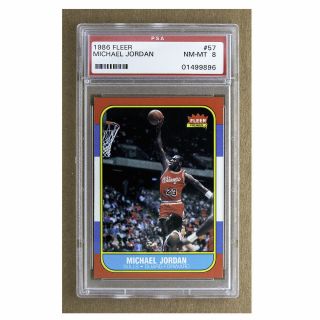 1986 Fleer Michael Jordan 57 Rookie Card Chicago Bulls Hof Psa 8 Nm - Mt