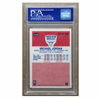 1986 FLEER MICHAEL JORDAN 57 ROOKIE CARD Chicago Bulls HOF PSA 8 NM - MT 2