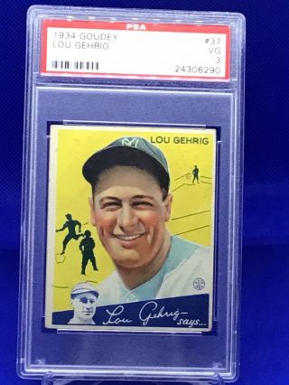 1934 Goudey Lou Gehrig 37 Psa 3