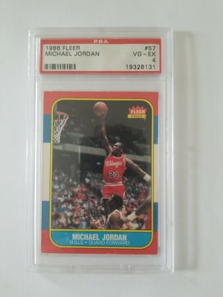 Michael Jordan 1986 Fleer Rookie Card 57 Psa Vg - Ex 4 43128845
