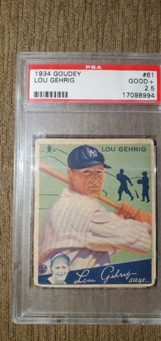 1934 Goudey Lou Gehrig 61 York Yankees Psa Authenticated 2.  5 Good,  Rating