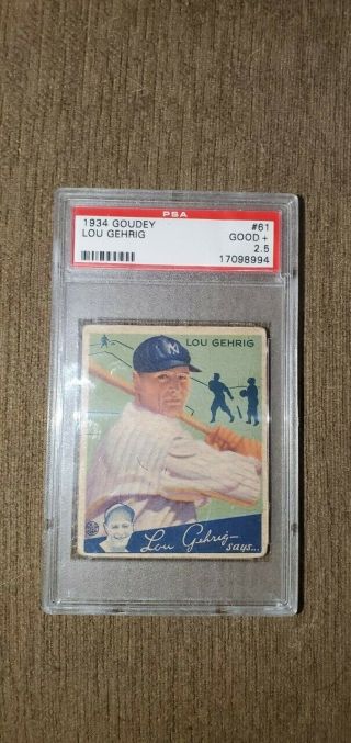 1934 Goudey Lou Gehrig 61 York Yankees PSA authenticated 2.  5 Good,  rating 3