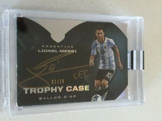 2018 Lionel Messi Panini Eminence Soccer Auto On Card /10 Trophy Case