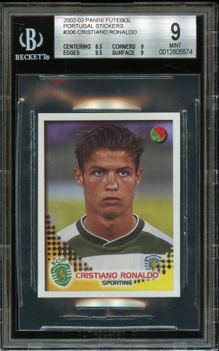 2002 - 03 Panini Futebol Portugal Cristiano Ronaldo Rc Rookie Bgs 9 Pair