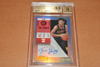 2018 Panini Contenders The Finals Ticket Trae Young Rc Auto Bgs 9.  5 True Gem,