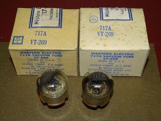 Pair,  Western Electric 717 - A/vt - 269 Radio/audio Output Tubes,  Nos