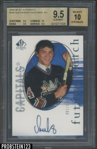 2005 - 06 Sp Authentic Future Watch 190 Alexander Ovechkin Rc Auto /999 Bgs 9.  5