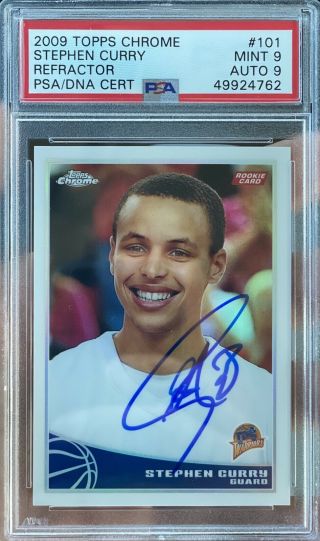 2009 Topps Chrome Refractor Stephen Curry Rookie Rc /500 101 Psa 9 9 Auto