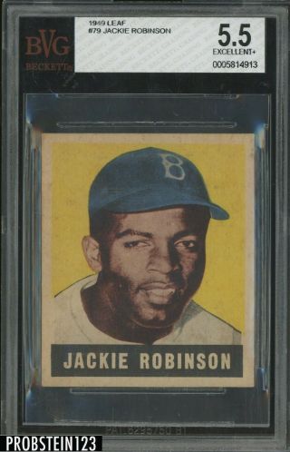 1948 Leaf 79 Jackie Robinson Brooklyn Dodgers Rc Rookie Hof Bvg 5.  5 Ex,