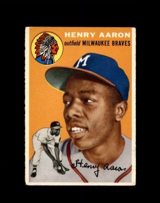 1954 Topps 128 Hank Aaron Braves Rookie Rc Ex To Ex,