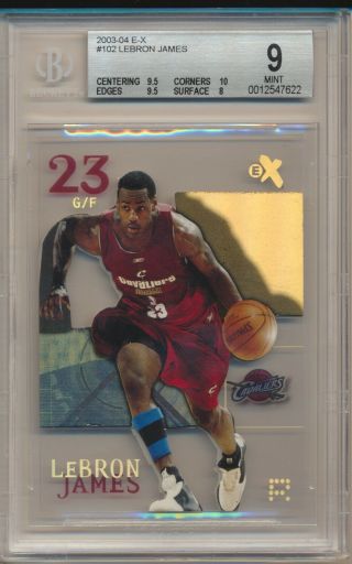2003 - 04 Fleer E - X 102 Lebron James Rc Rookie Bgs 9 W/2 9.  5s And One 10