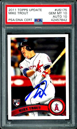 2011 Mike Trout Topps Update Us175 Rookie Rc Psa/dna 10 Auto Psa 10 Gem