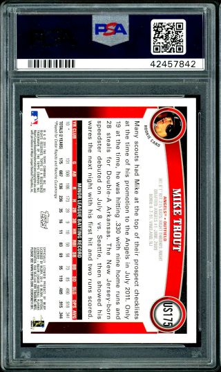 2011 Mike Trout Topps Update US175 Rookie RC PSA/DNA 10 Auto PSA 10 Gem 2