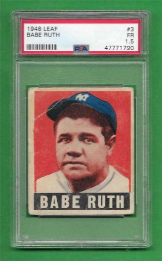 1948 Leaf 3 Babe Ruth Psa Fair 1.  5 York Yankees Vintage Baseball Card