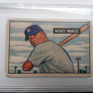1951 Bowman 253 Mickey Mantle Yankees RC Rookie HOF PSA VG - EX 4 2