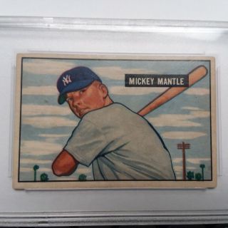 1951 Bowman 253 Mickey Mantle Yankees RC Rookie HOF PSA VG - EX 4 3