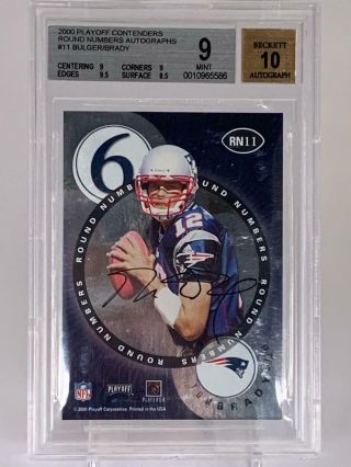 2000 Playoff Contenders Round Numbers Rc Auto Tom Brady /bulger Bgs 9,  Auto 10