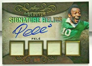 Pele 2019 Leaf Ultimate Sports Signature Relics Quad Patch Autograph Auto D 1/1