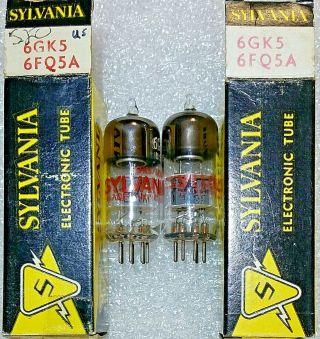 Matched Pair 6gk5/6fq5a Sylvania Nos Nib Vacuum Tubes,  Tv - 7d 128,
