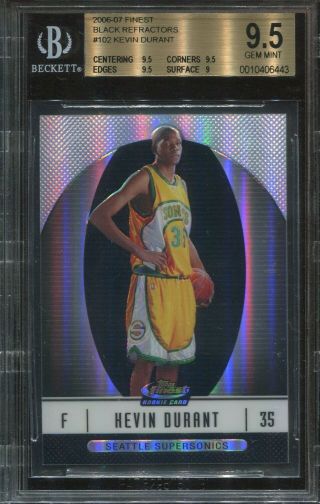 2006 Finest Black Refractor 102 Kevin Durant Rookie Bgs 9.  5 (psa 10) 98/99 Made