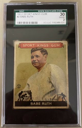 1933 Goudey Sports Kings Babe Ruth 2 Sgc 30 Good 2 Hof York Yankees