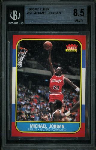 Michael Jordan 1986 - 87 Fleer 57 Rookie Rc Bgs 8.  5 9.  5 Centering (psa 8.  5)