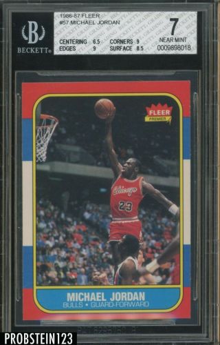 1986 - 87 Fleer 57 Michael Jordan Rc Rookie Hof Bgs 7 W/ (2) 9 