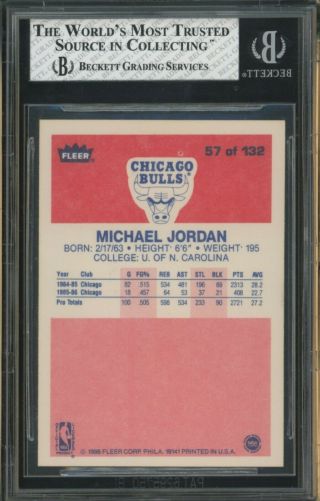 1986 - 87 Fleer 57 Michael Jordan RC Rookie HOF BGS 7 w/ (2) 9 ' s 