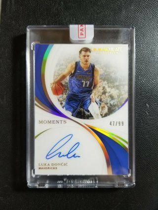 2018 - 19 Luka Doncic Immaculate Moments Acetate Rookie Auto 47/99 Panini