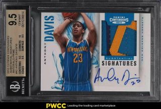 2012 Panini Contenders Substantial Prime Anthony Davis Rc Patch Auto /10 Bgs 9.  5