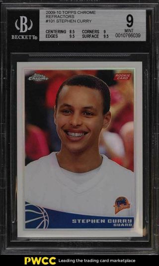 2009 Topps Chrome Refractor Stephen Curry Rookie Rc /500 101 Bgs 9