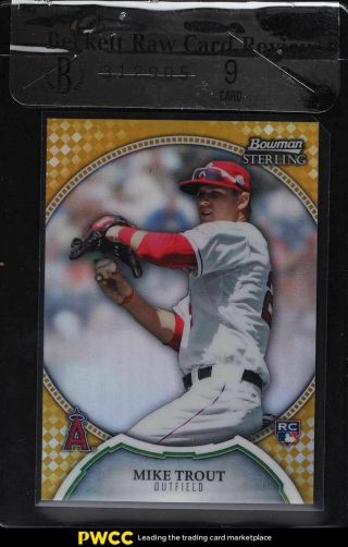 2011 Bowman Sterling Gold Refractor Mike Trout Rookie Rc /50 Bgs 9 Raw Review
