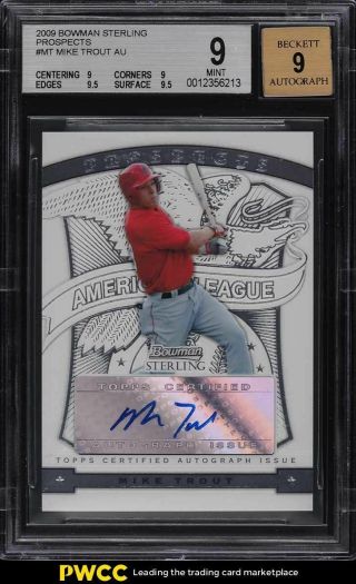 2009 Bowman Sterling Prospects Mike Trout Rookie Rc Auto Mt Bgs 9