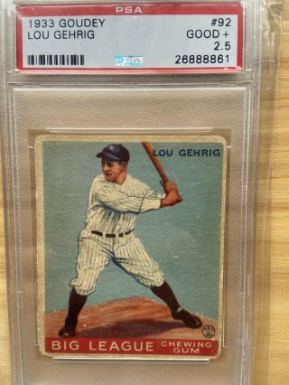 1933 Goudey Lou Gehrig 92 Psa 26888861 Good,  2.  5