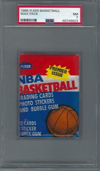1986 - 87 Fleer Basketball Wax Pack Psa 7 Nm